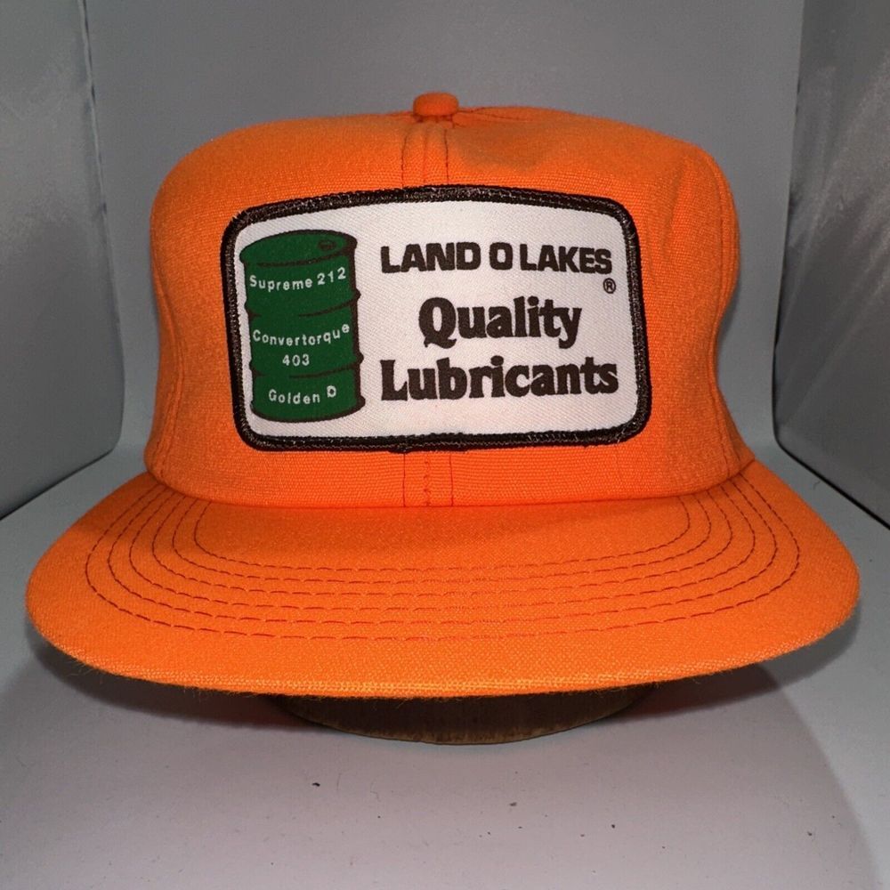 Land O Lakes Hunter Orange Hat‎ Cap Snapback  Patch K-Products- Trucker-(40)